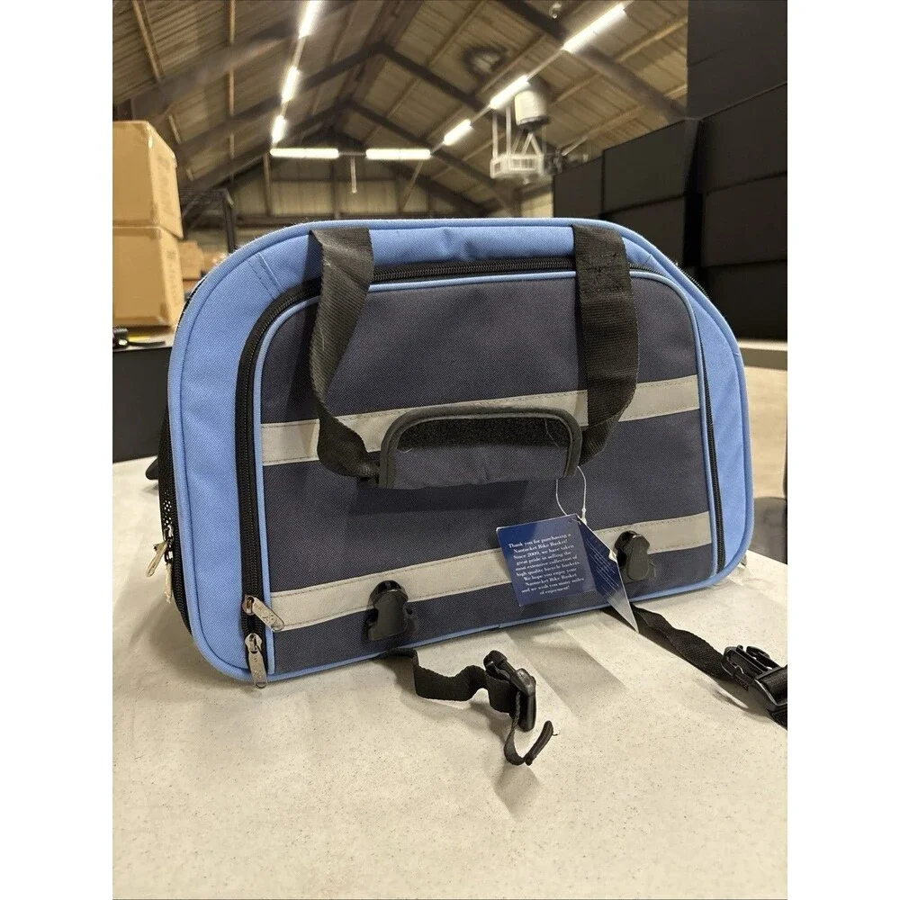 NEW Nantucket Bike Basket Expandable Pet Carrier for Dogs Cats Blue Grey Cycling